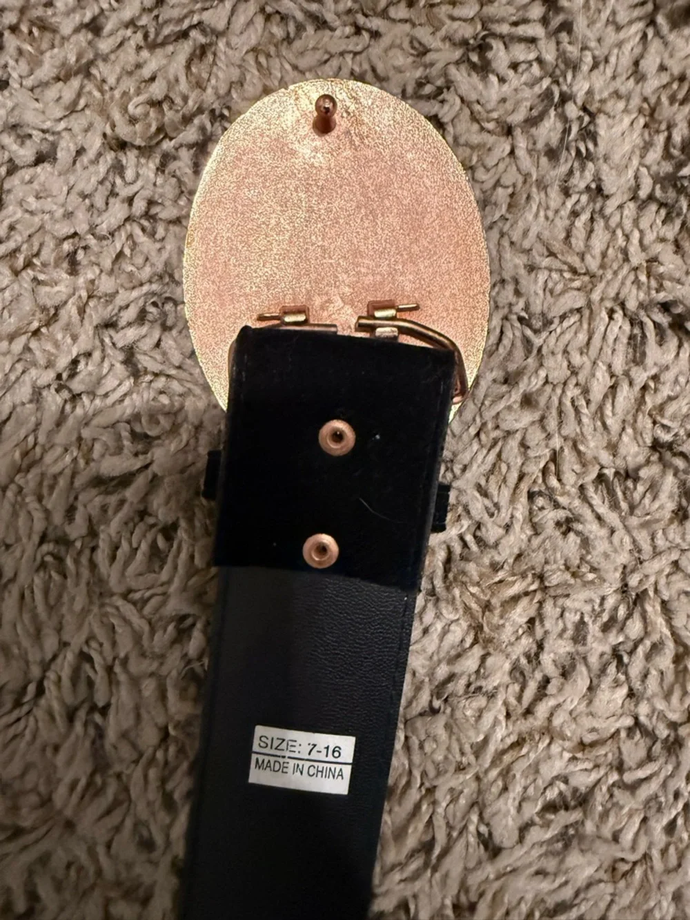 Black Velvet Women's Belt with Decorative Floral Oval Buckle